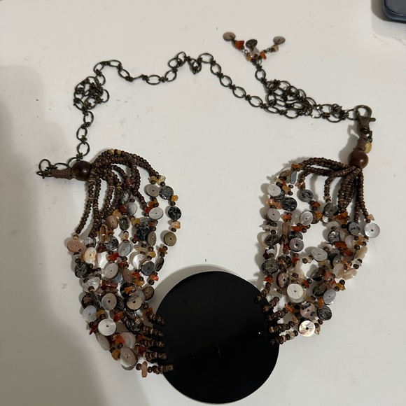 Chico Elegant Brown Beaded Belt With round mosaic pendant Women’s OS - Picture 8 of 13